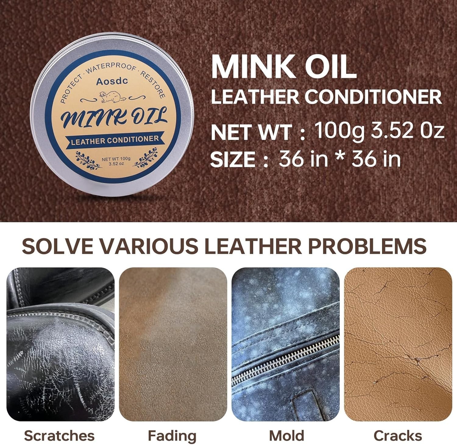 Waterproof Leather Conditioner & Cleaner – 3.52 oz for Boots & Accessories