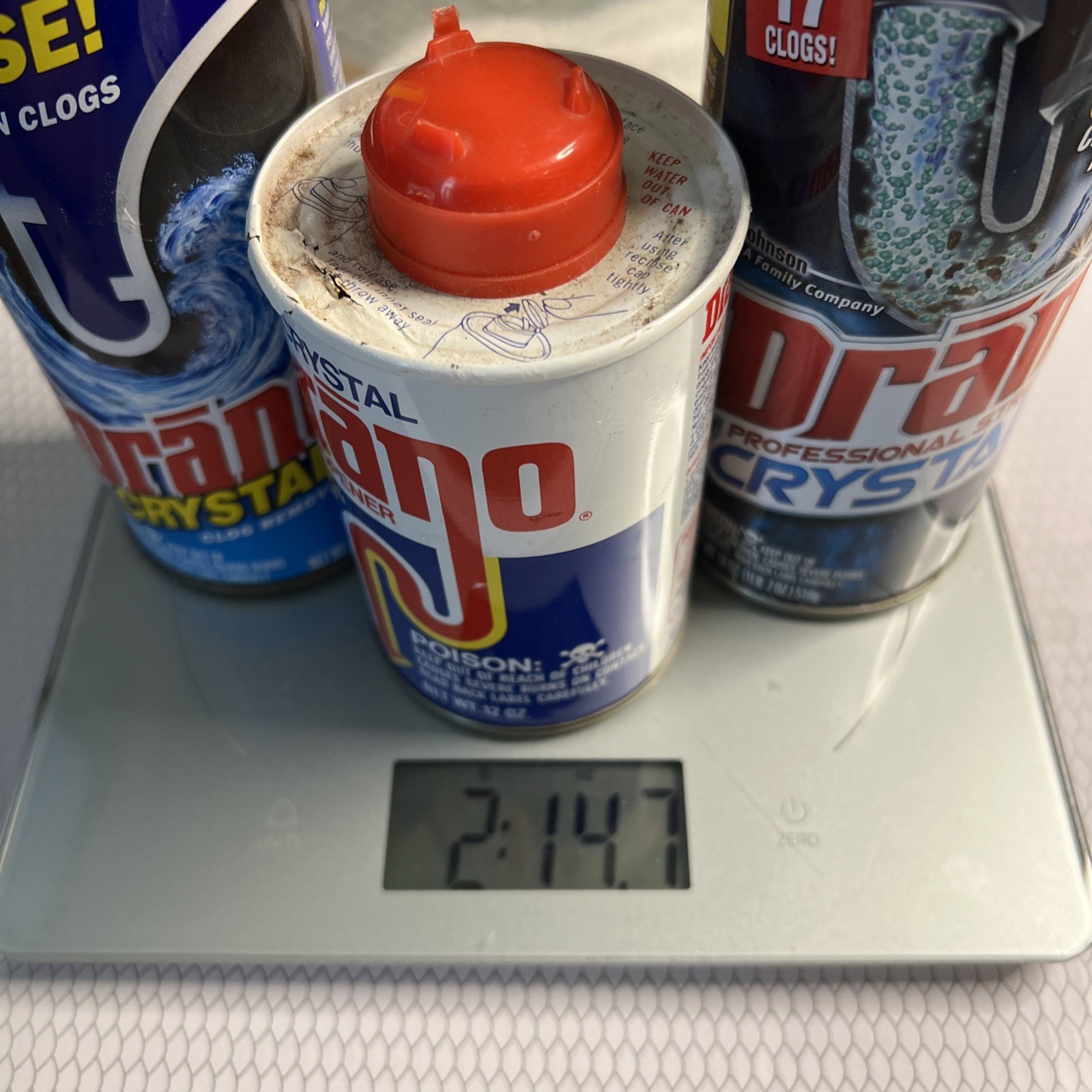 Drano Crystals Professional Strength Clog Remover Lot of 3 – 46oz (2lbs 14oz)