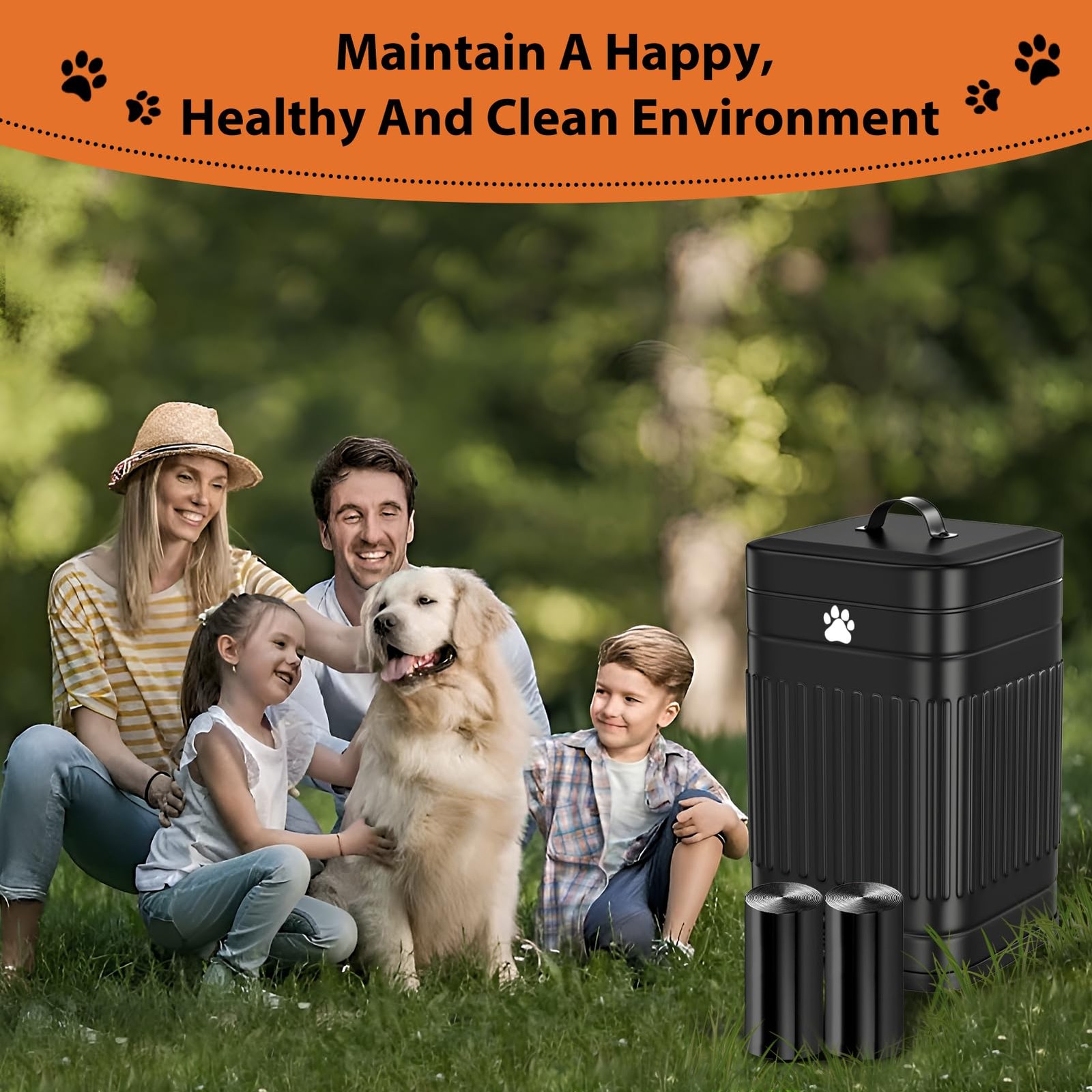 Dog Poop Trash Can Outside, 5L/1.3Gal Metal Dog Waste Trash Can with Lid, Foo…