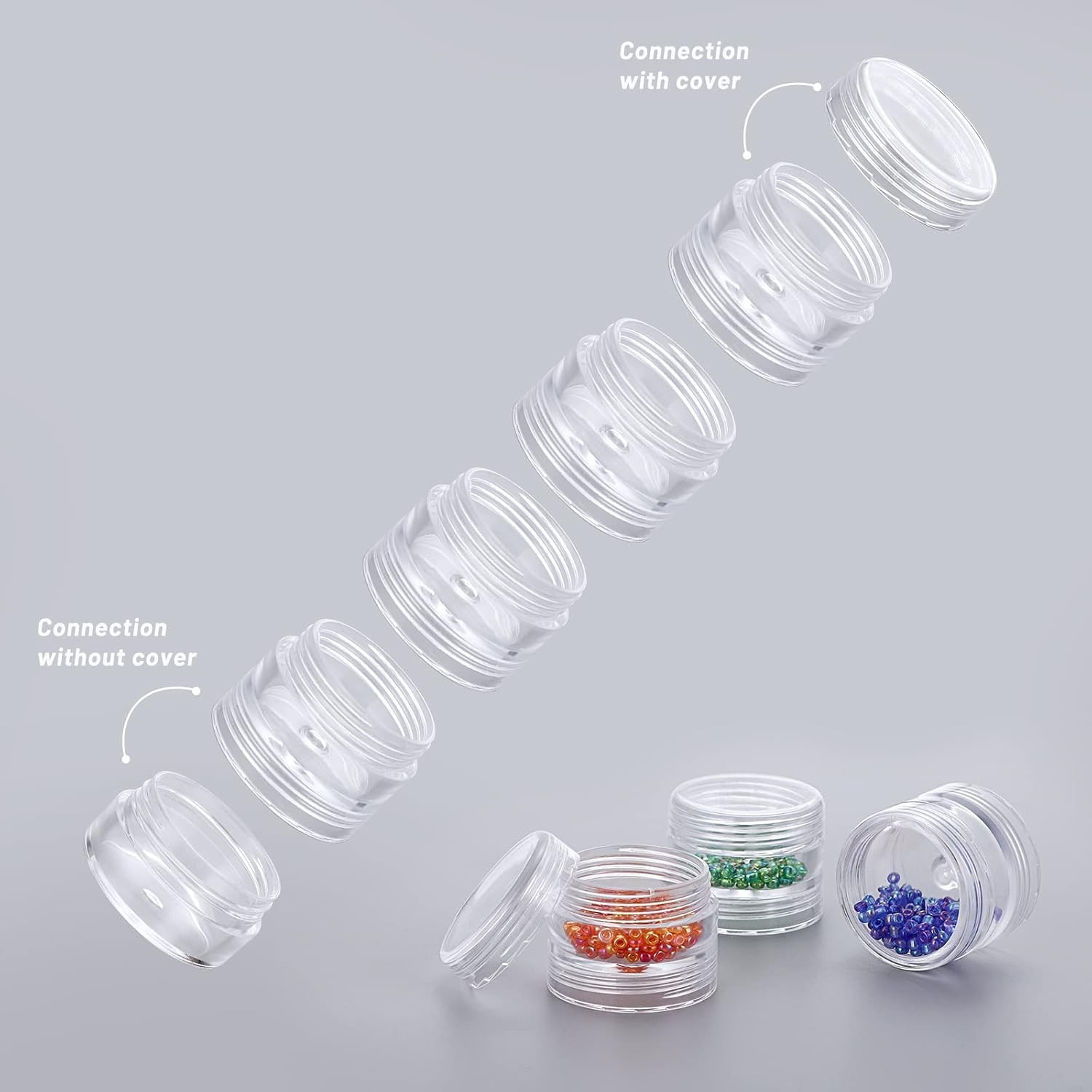 Layer Clear Plastic Round Storage Jars 5 Layer Piece Set Jewelry Storage