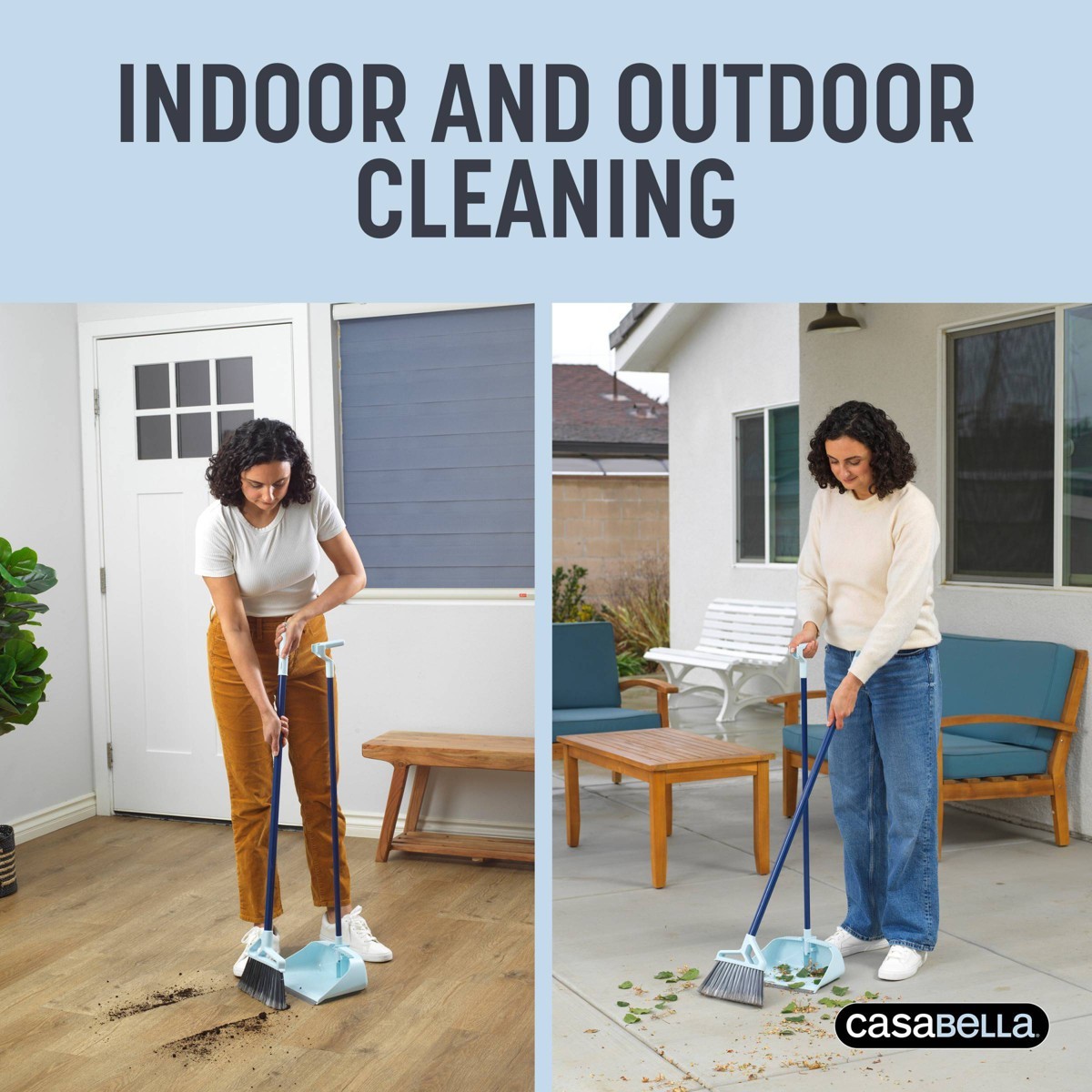 Upright Sweep 41″ Broom Set: Multipurpose, Multi-Surface Floor Cleaning Tool
