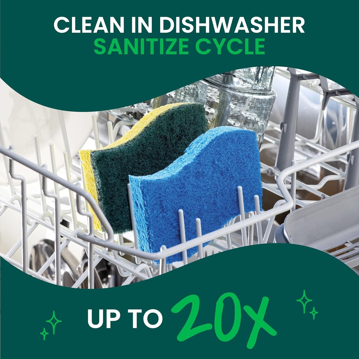 Zero Scratch Scrub Sponge, 6 Kitchen Sponges for Cleaning Around th