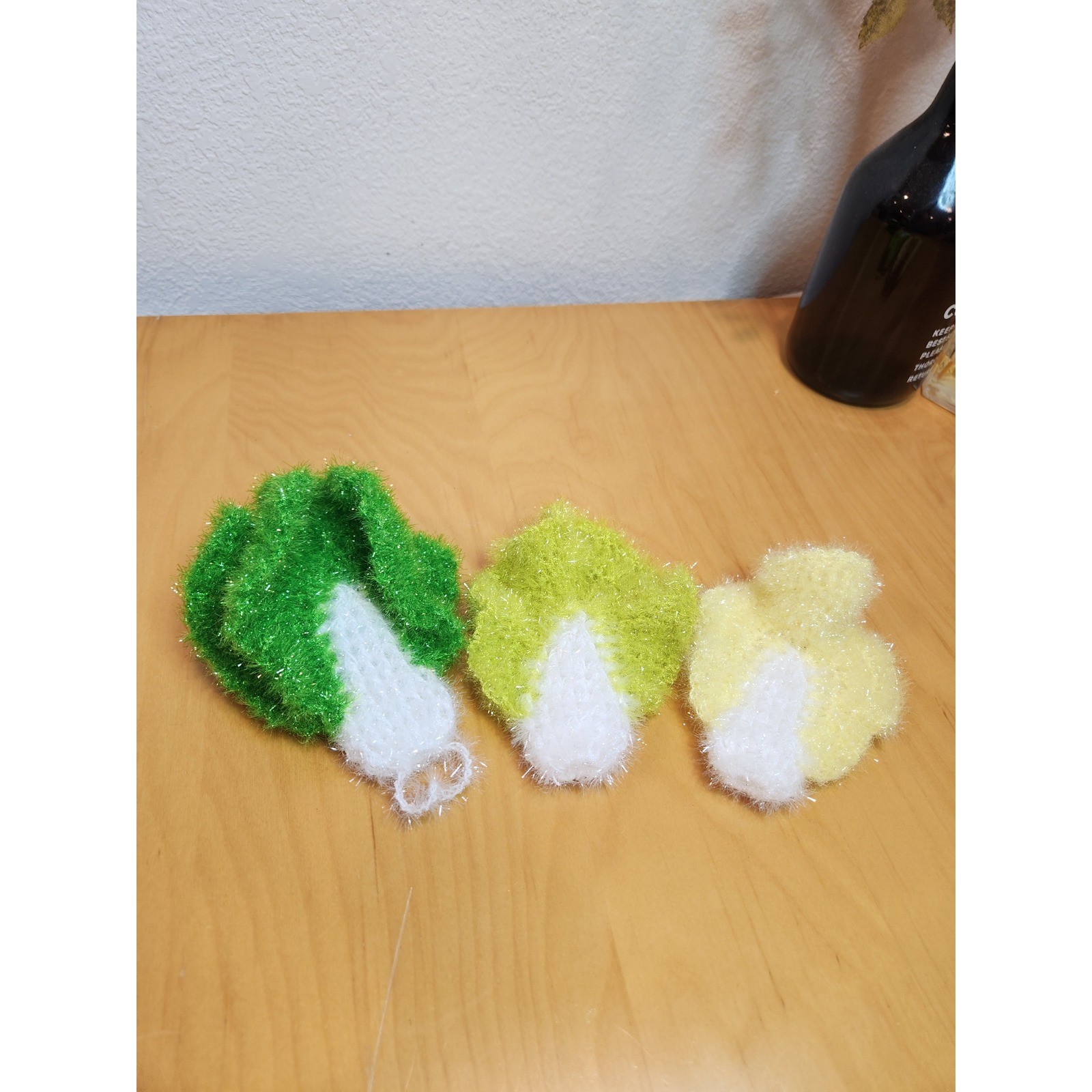 Handmade Crochet Napa Cabbage Dish Scrubby Set 3pc Green Kitchen Scouring Pads