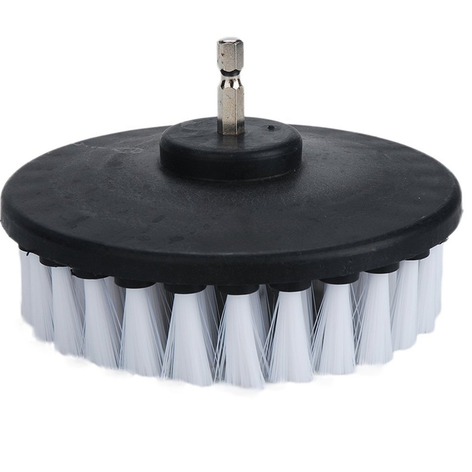 5 Piece 4 inch Drill Brush Soft Bristle White Quick Change Shaft Power Scrubber