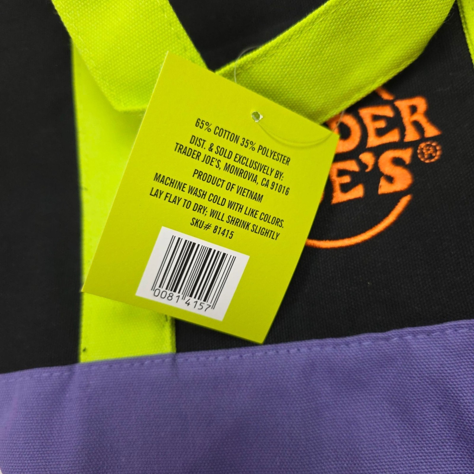 2025 Trader Joes Multicolor Canvas Tote Bag Trick Or Treat Halloween 81415