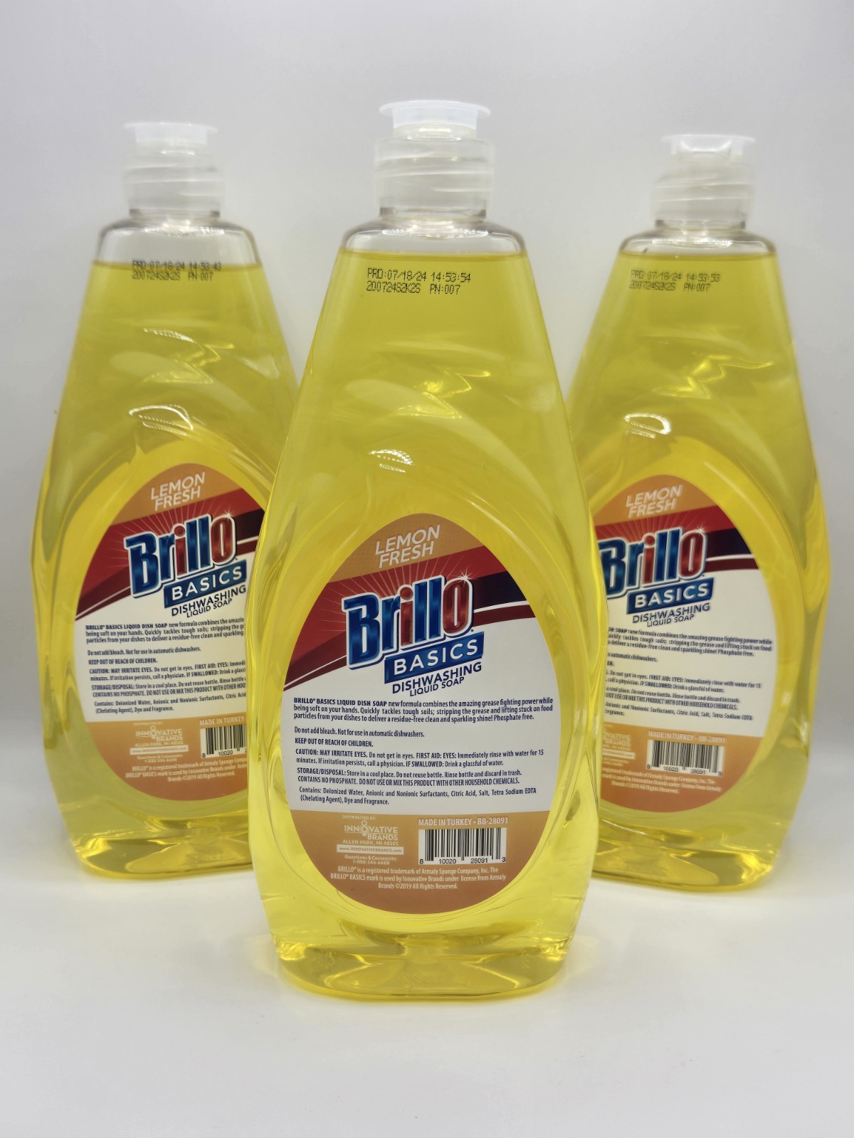 3X Brillo Basics Dishwashing Detergent – Lemon Fresh Scent – 24oz – 3 Pack