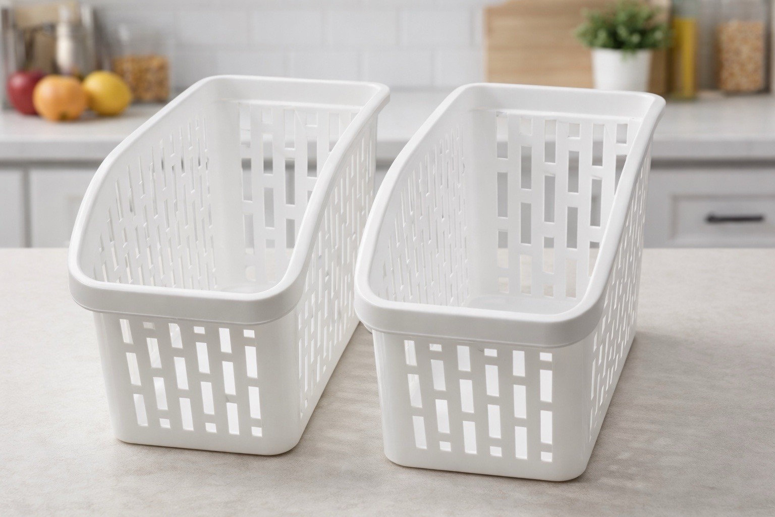 Set of 2 Senyayla 2170 Fridge Cabinet Organizer Bins White 11.4×5.5×6.7in