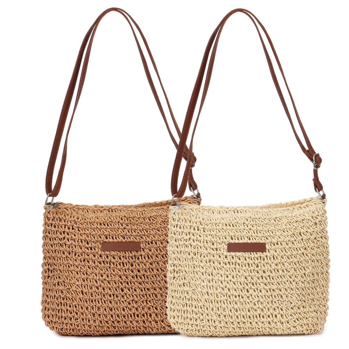 Summer Straw Crossbody Bag Women Beach Woven Shoulder Handbag Purse Boho Tote US