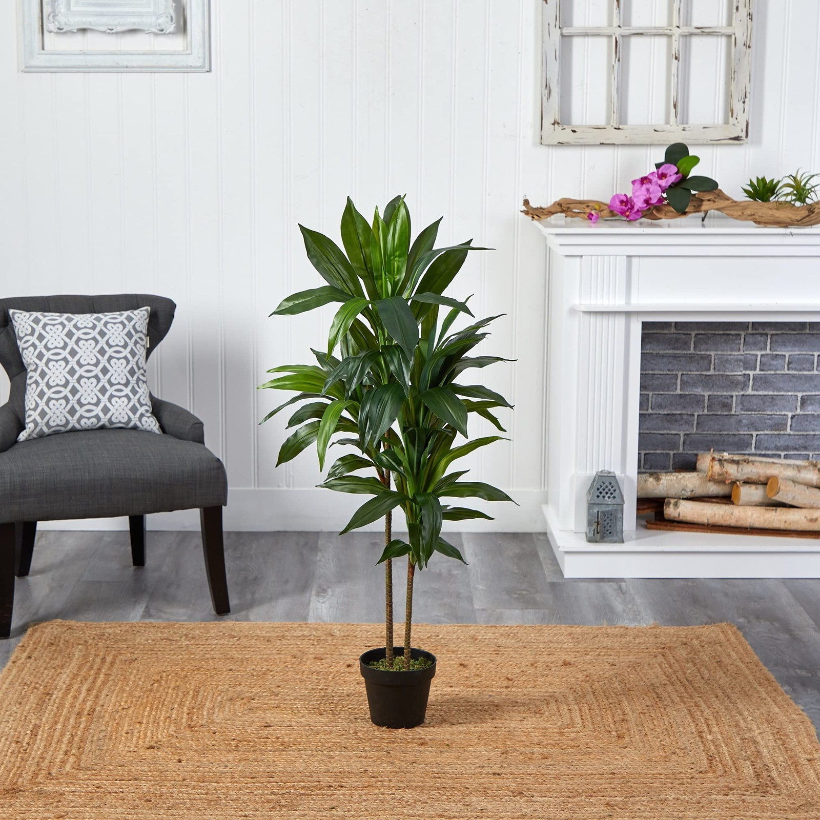 Nearly Natural 43in. Dracaena Silk (Real Touch) Artificial Plant, Green