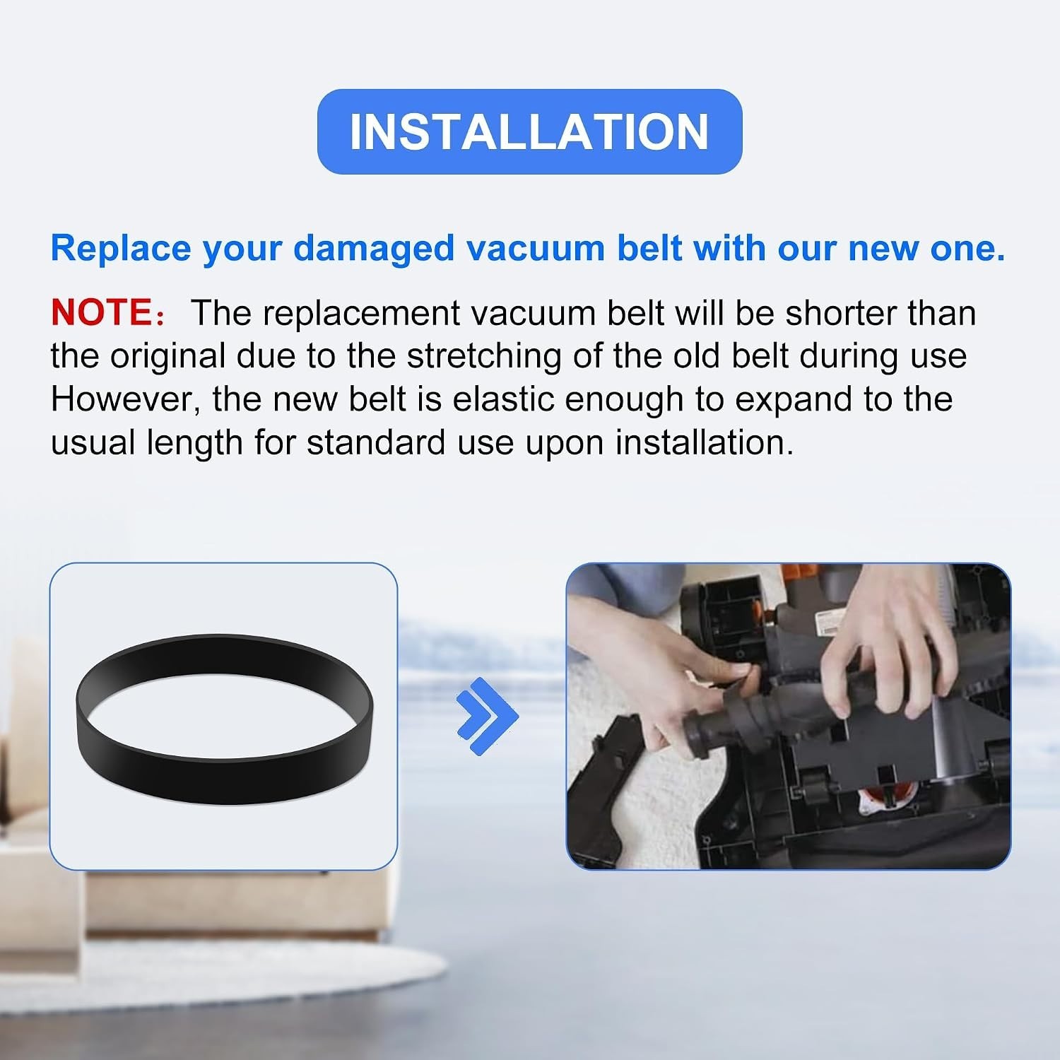 2 Pack Replacement Vacuum Belts for Eureka Power Speed Vacuum Part E0205 Belt