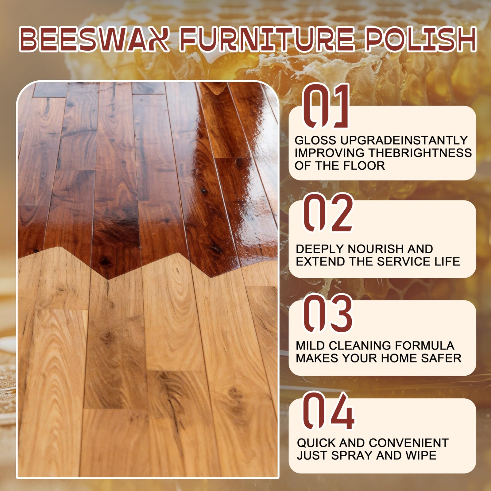 Furniture Polish Spray Multipurpose Wood Wax Restorer Beeswax Wood Polish Spray