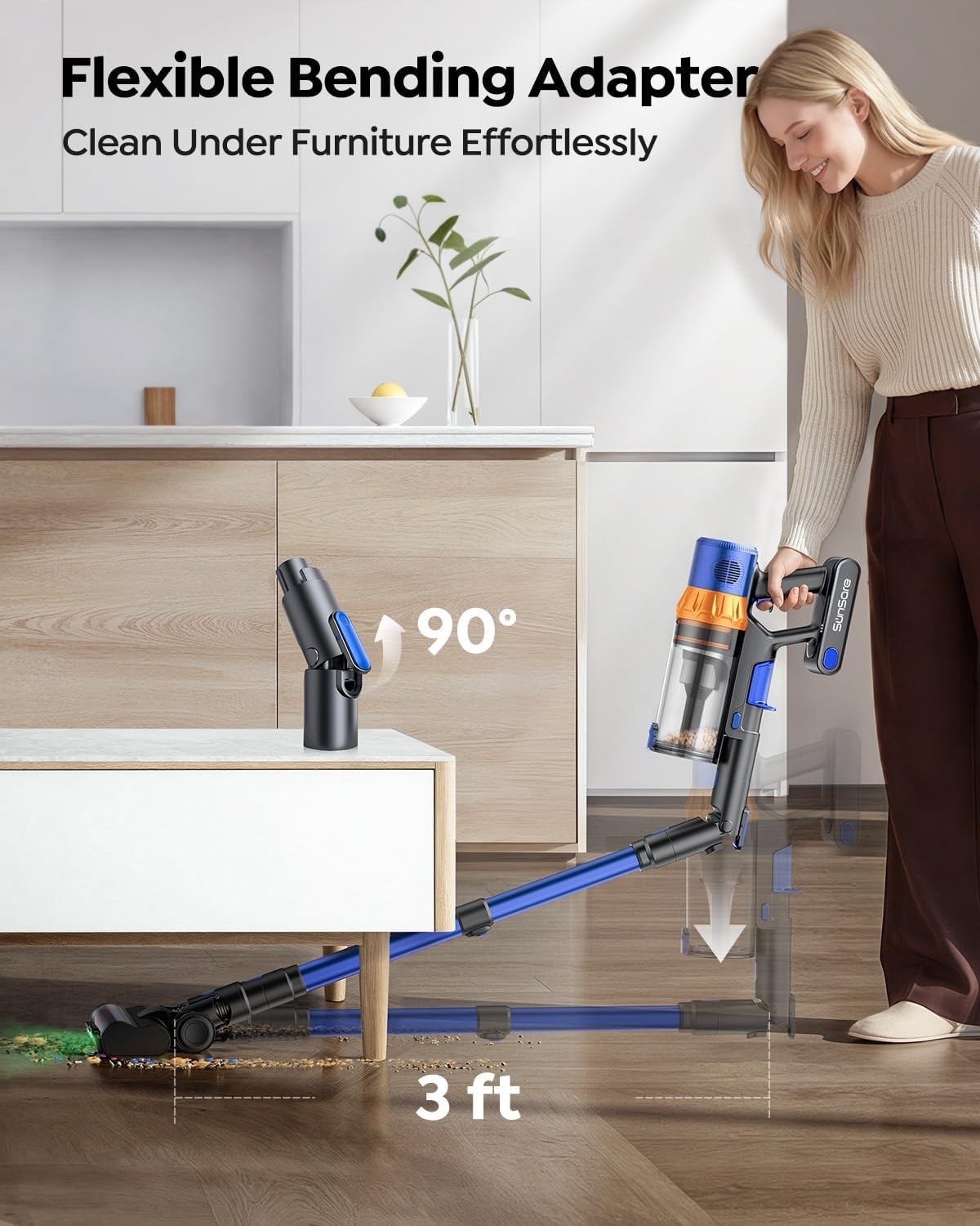 Cordless Vacuum Cleaner Stick Vacuum Pet Carpet Hard Floor Auto Mode Aromathe…