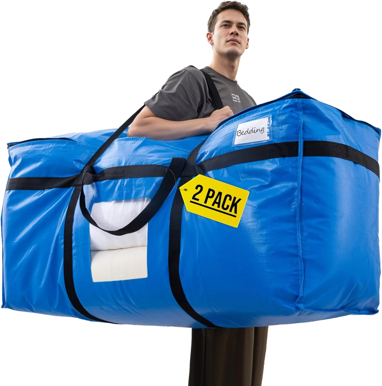 2 Pack 69 Gallon Extra Large Storage Bags with Visible Window,Blue | XXL Heavy D