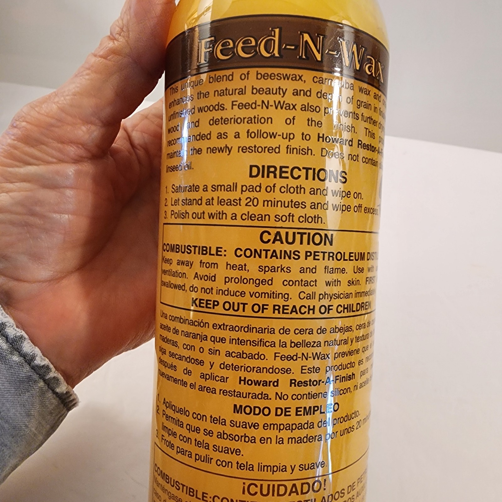 Howard Feed-N-Wax Wood Polish & Conditioner 15.7oz of 16oz OPEN/USED