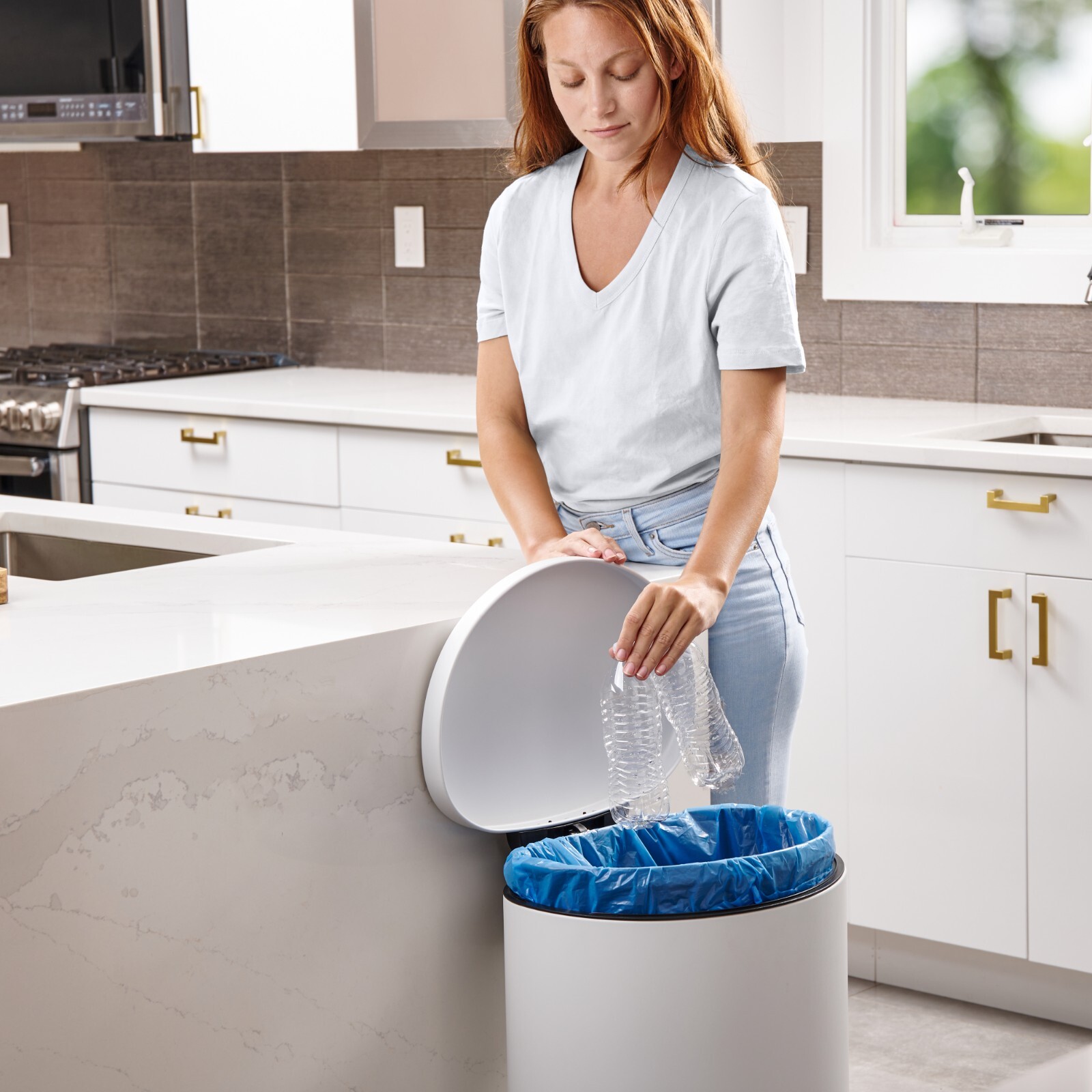 Plasticplace 32-33 Gallon Recycling Bags – Blue, Case of 100 Garbage Bags