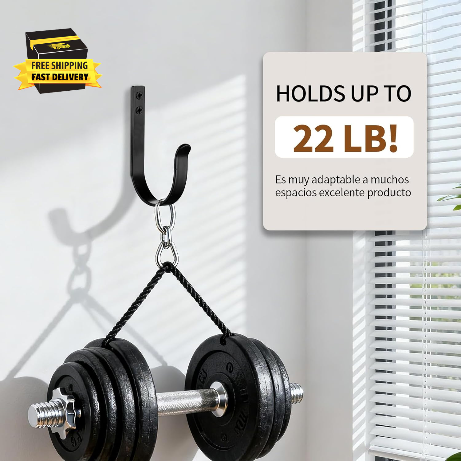 6 Pack Heavy Duty Wall Hooks, 22 LB Load Bearing Stainless Steel Single Prong Co