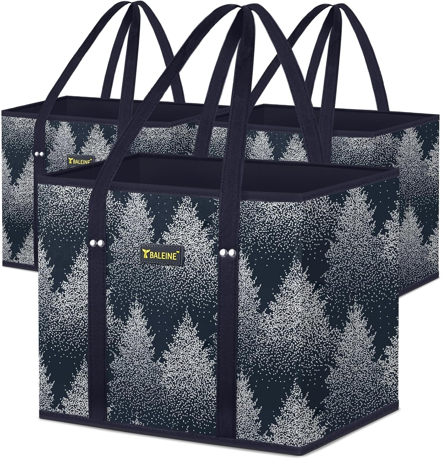 3Pk Reusable Grocery Bags, Foldable Shopping Bags for Groceries with Reinforced