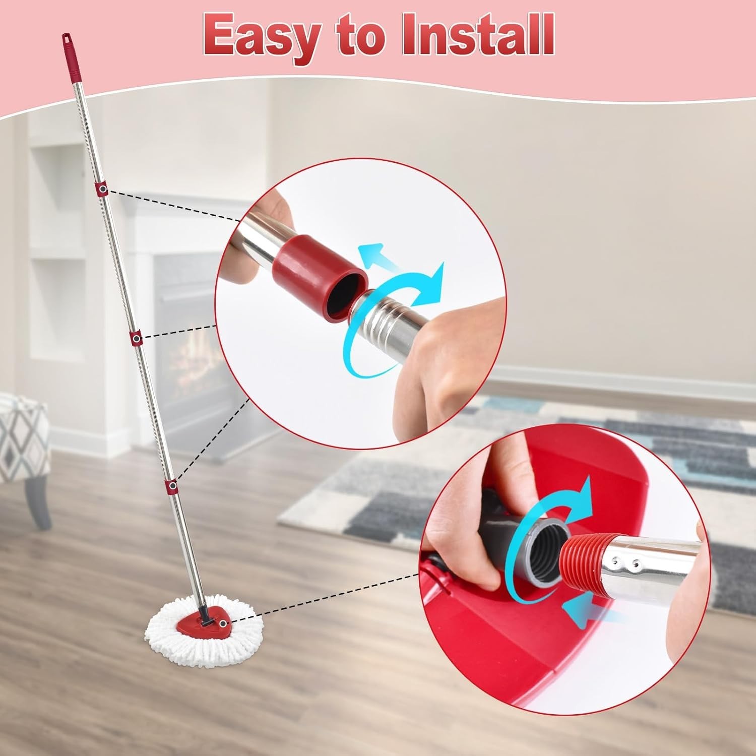 Mop Handle for Ocedar Spin Mop Flat Mop Replacement Extendable 30 58 Stainles…