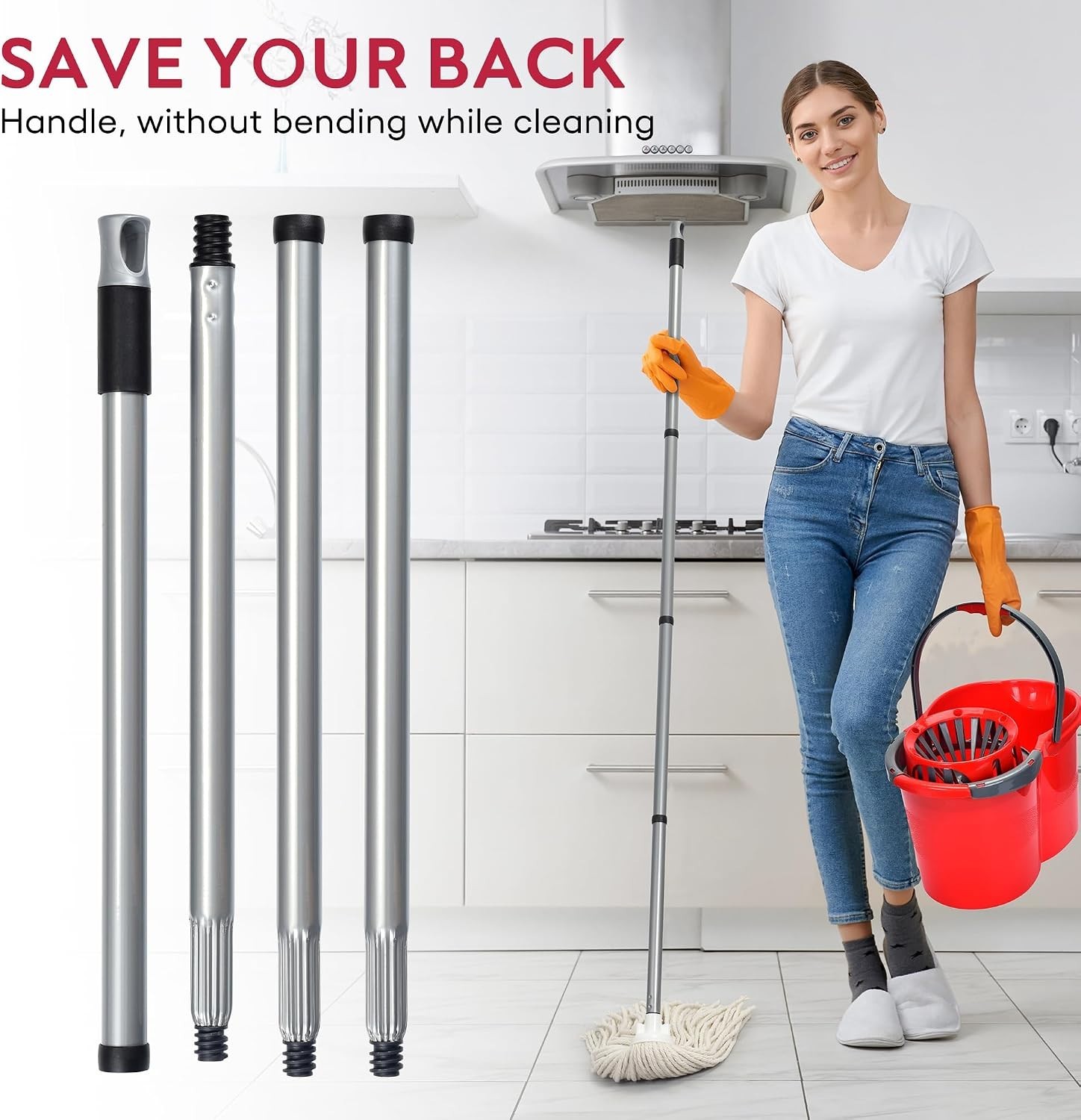 Matthew Cotton Mop with 54″ Stainless Steel Handle – Perfect for All Hard Floors