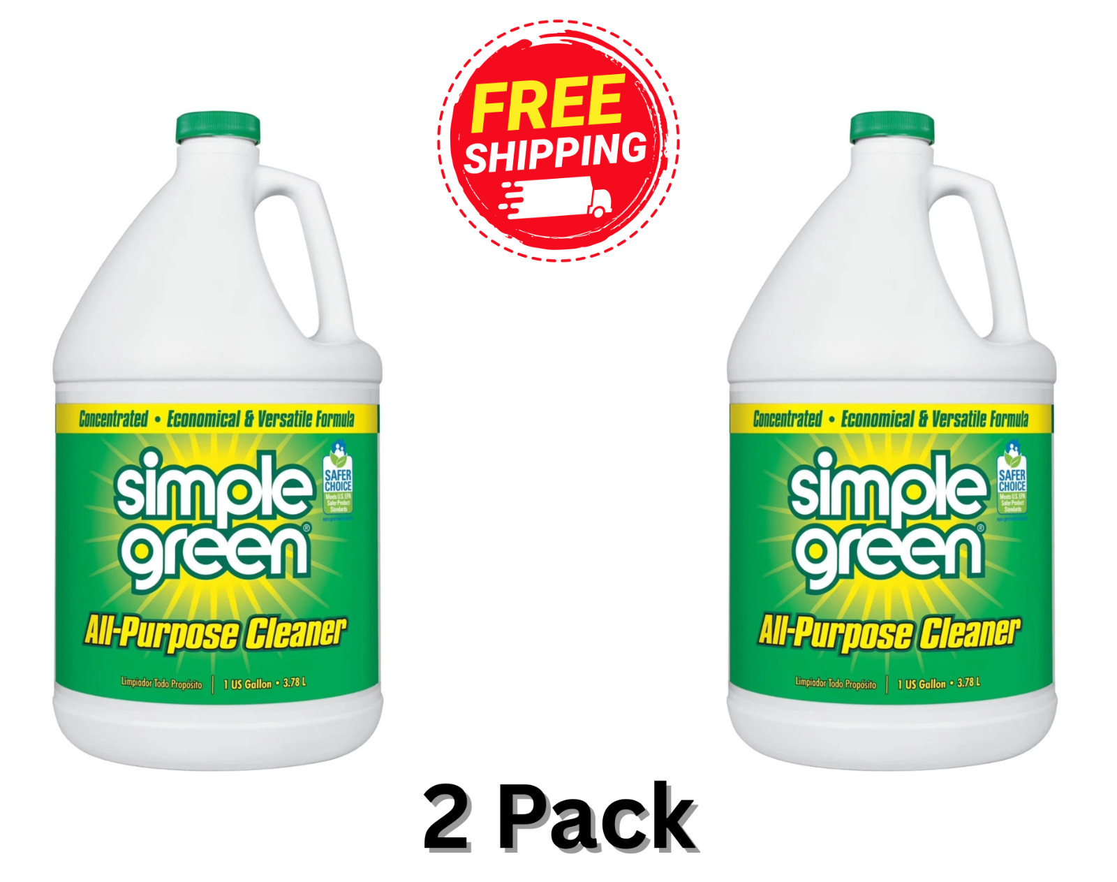 2 Pack-Simple Green All-Purpose Cleaner Concentrate, Original, 128 fl. oz New