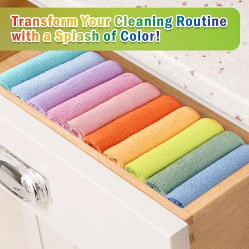 Microfiber Cleaning ClothPK, Cleaning Rags, 11.5in.x11.5in. 100 Multi-colored