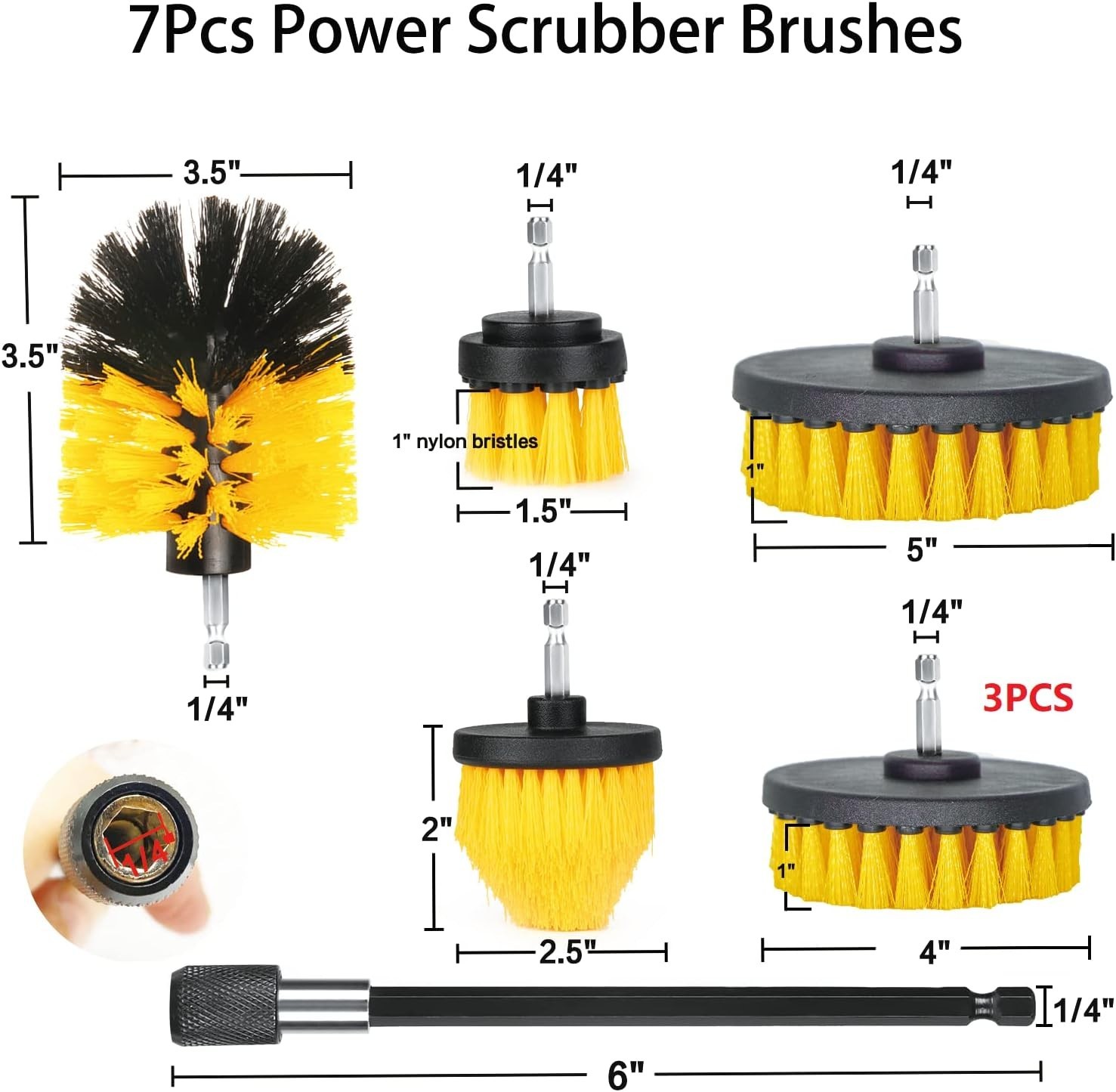 8 Pcs Drill Brush Attachment Set, Power Cleaning Scrub Brush Kit with Extend Lon