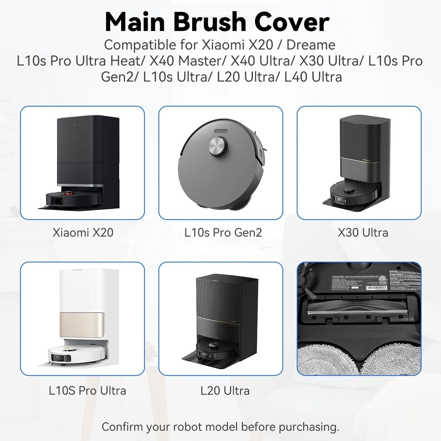 Brush Guards Back Cover for Dreame X30 Ultra/X40 Ultra/L10s Ultra/L20 Ultra/L…