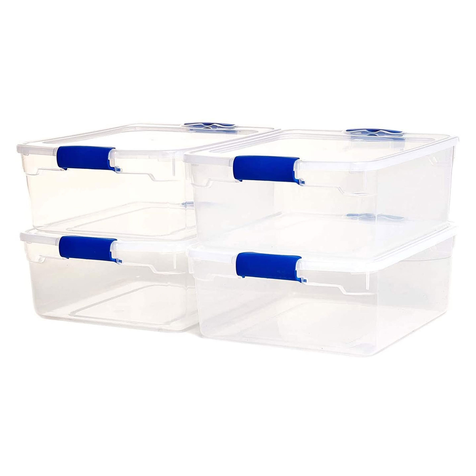 Homz 15.5 Qt Plastic Stackable Storage Container with Secure Lid, Clear (4 Pack)