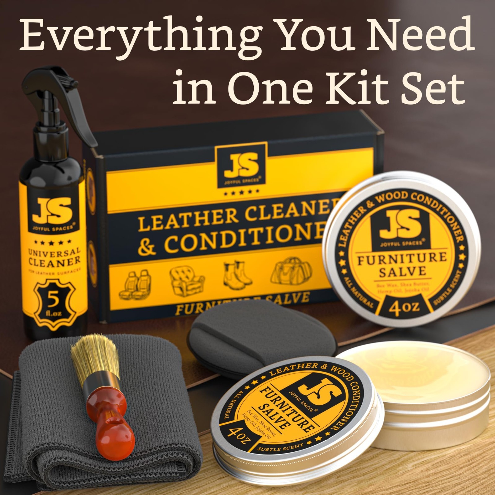 Leather Cleaner & Conditioner, Repair Kit, Shoe Polish, Wood Restorer, 8 oz