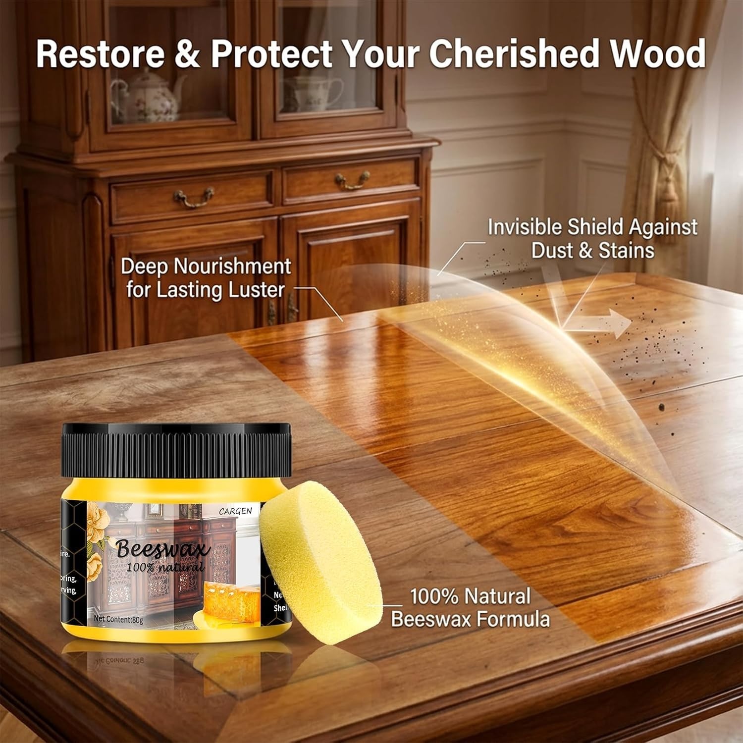 Beeswax Furniture Polish Wood Wax – Wood Polish & Conditioner Restorer for Ha…