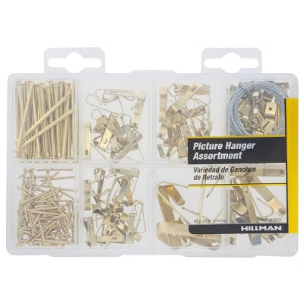 Hillman 206ct 10-100lbs Picture Hanging Kit – Gold: Steel