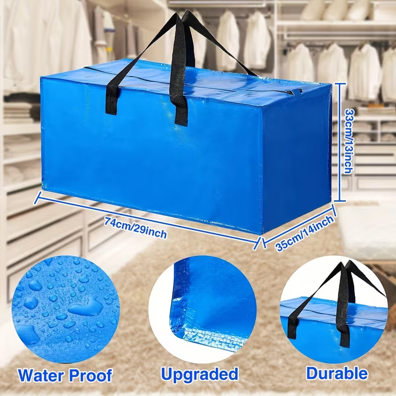 Heavy Duty Extra Large Moving Bags Storage Tote Strong Handles& Backpack 2 Pack