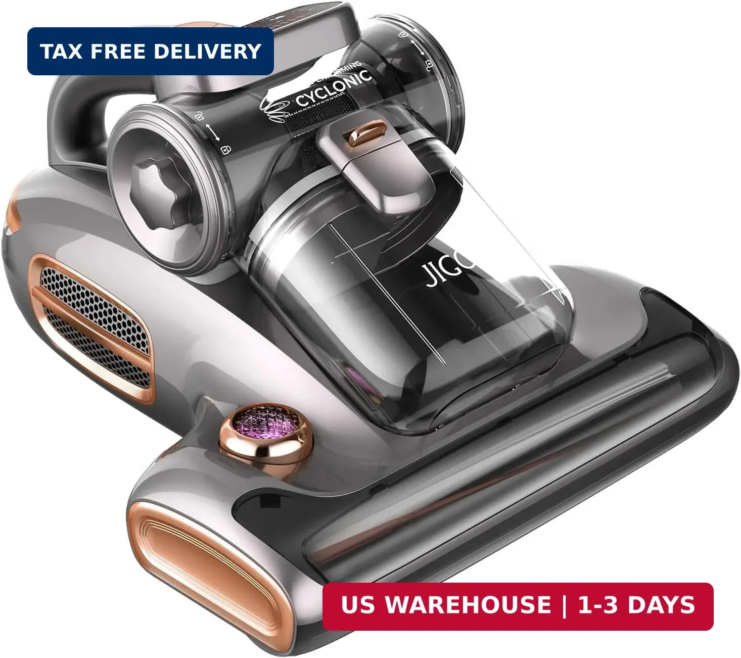 JIGOO T600 Bed Vacuum Cleaner with UV-C Light, 15Kpa Suction 700W Powerful Doubl