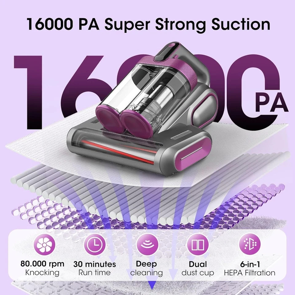 Bed Mattress Vacuum Cleaner Cordless 16Kpa Handheld Vacuum, Vacuum Cleaner wi…