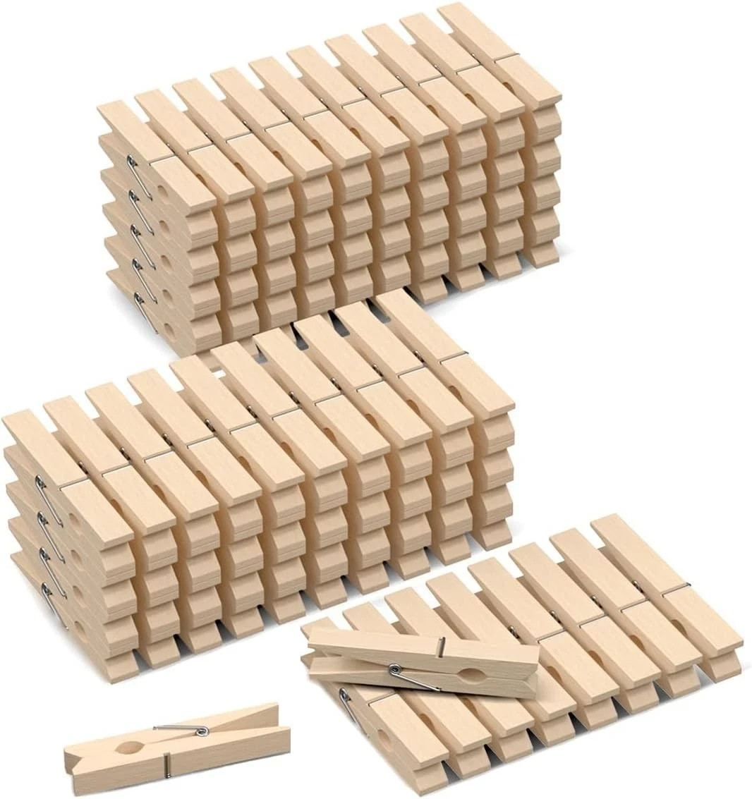 Clothes Pins Wood for Hanging Clothes,3.5 Inch【100pcs】 Heavy Duty Wooden Clot…