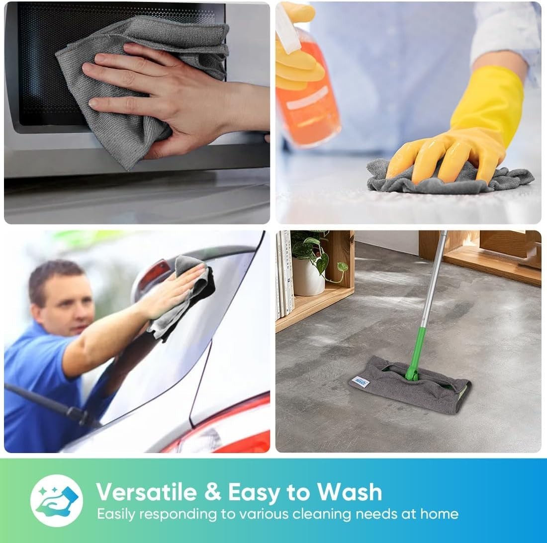 Effortless Cleaning with 24 Grey Microfiber Cloths – Lint-Free, 11.5″ Dual Use