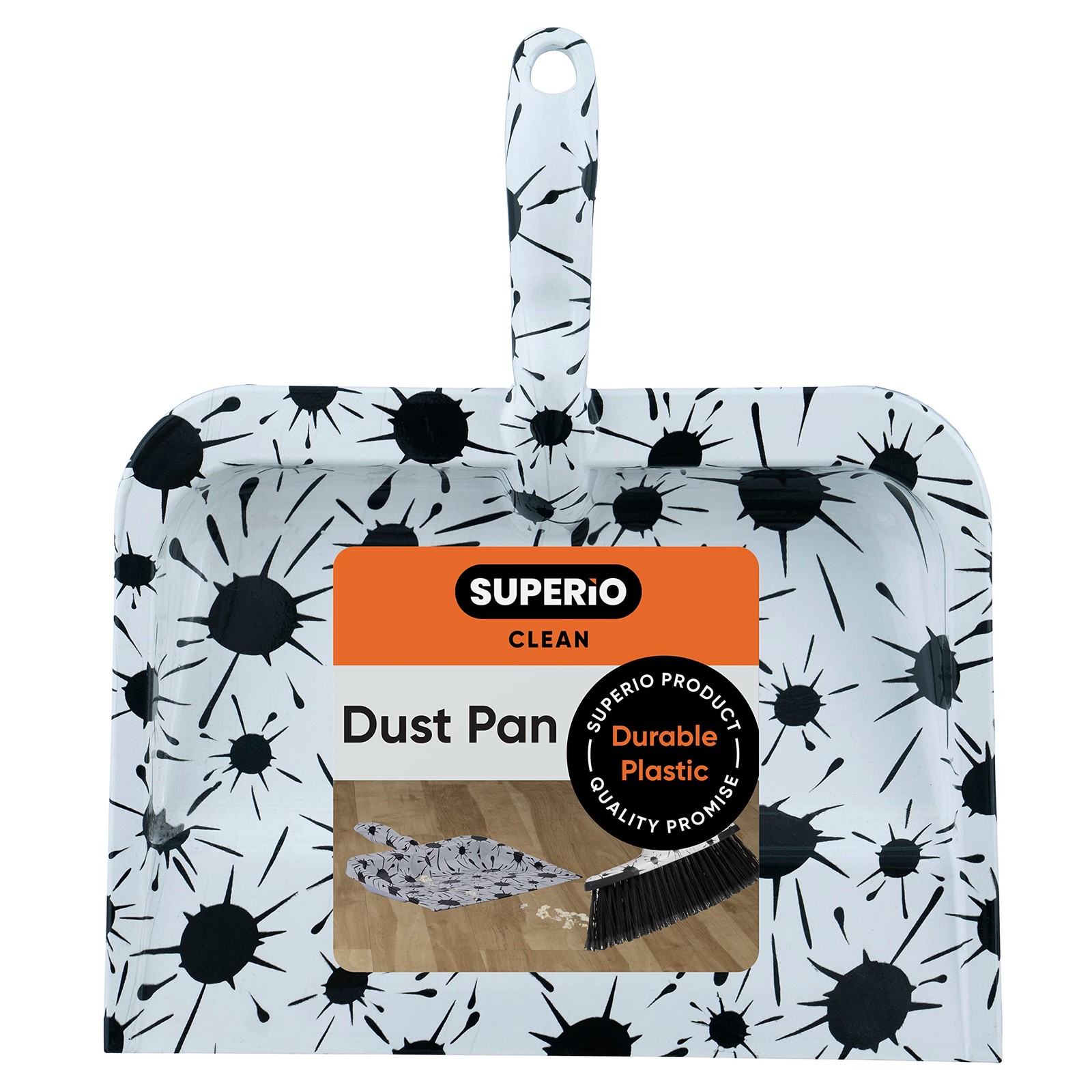 Splash Design Dustpan, Black and White Splash Print Heavy Duty Dustpan for Ho…