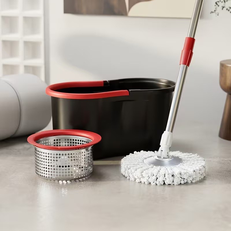 360° Spin Mop and Bucket with Wringer Set Spinning Mop System 4 Mop Refill