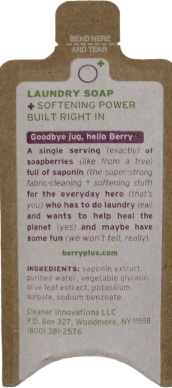 10 Pack BerryPLUS Eco-Friendly Natural Single Load Laundry Detergent 1 oz