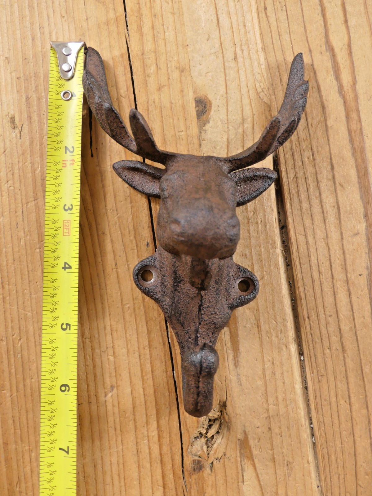 6 Rustic Elk Deer Moose Head Hooks Cast Iron Coat Hook Rack Restoration Hat