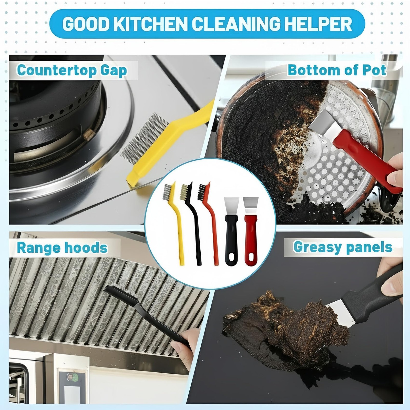 23Pcs Crevice Cleaning Brush Set, Hard One Size, Black, White, Yellow, Red