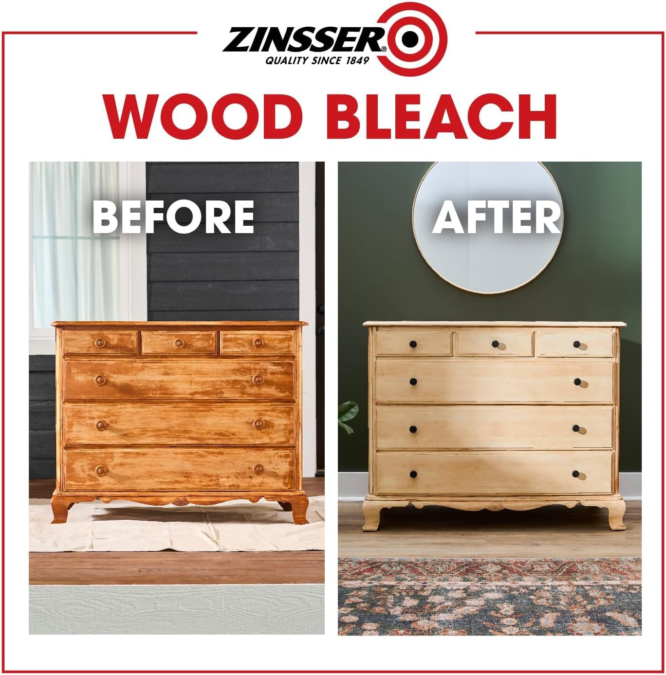 Zinsser Wood Bleach Kit, 2-Step Brightening System, Interior Wood Surfaces | 8Oz