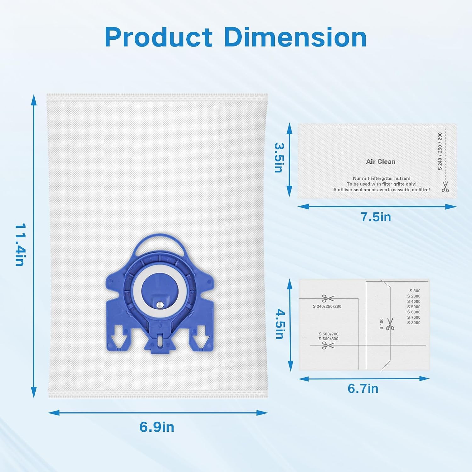 14 Pack 3D Airclean GN Vacuum Bags Compatible with Miele Classic C1 Complete C2