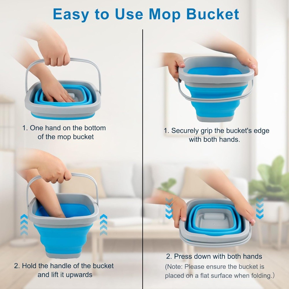 Bucket and Ice Bucket-5L(1.3Gallon)Household Cleaning Silicone Dust Mops Bucket