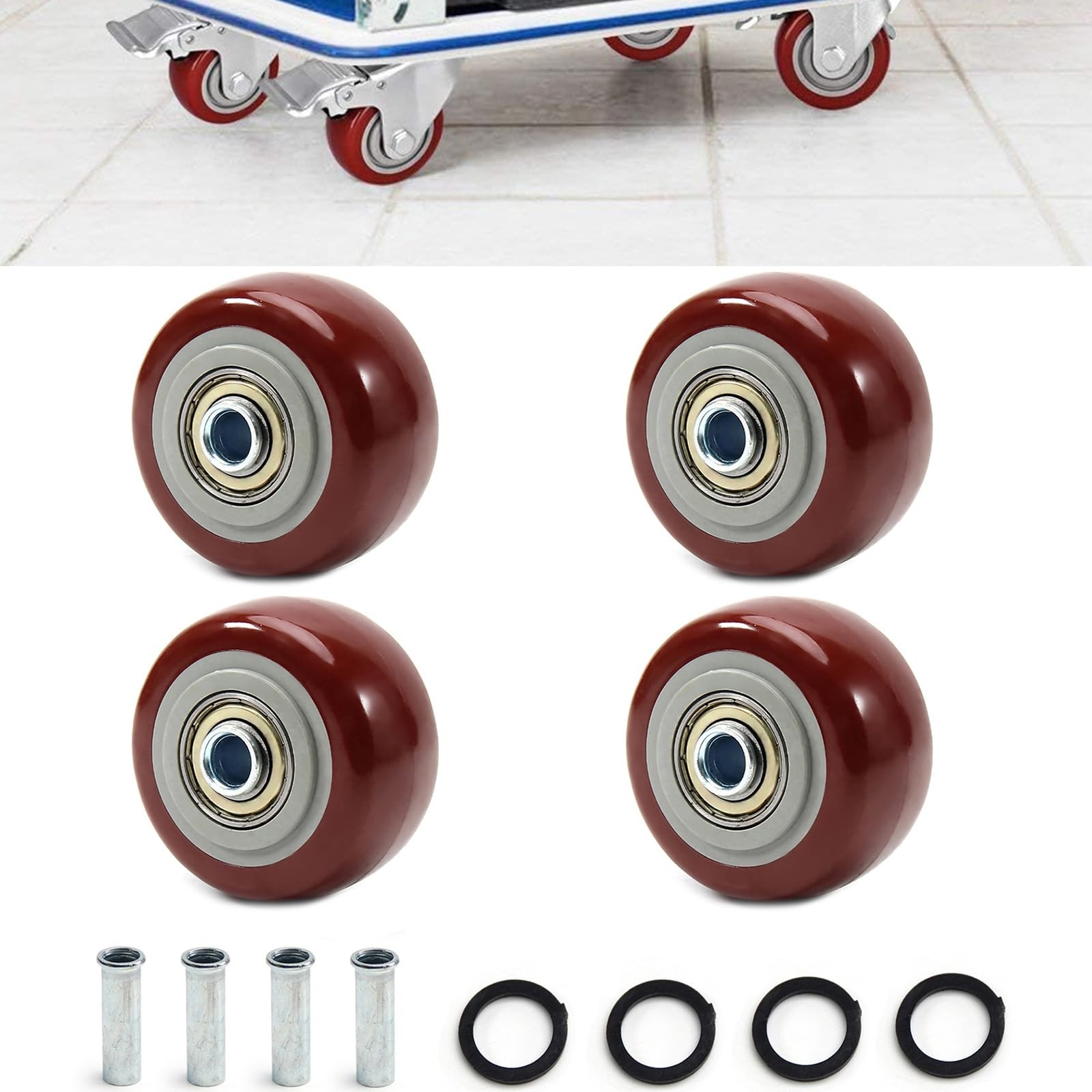 4 PCS 2.5 Inch Caster Wheels Heavy Duty Lockable Bearing Plate 220LBS 100KG