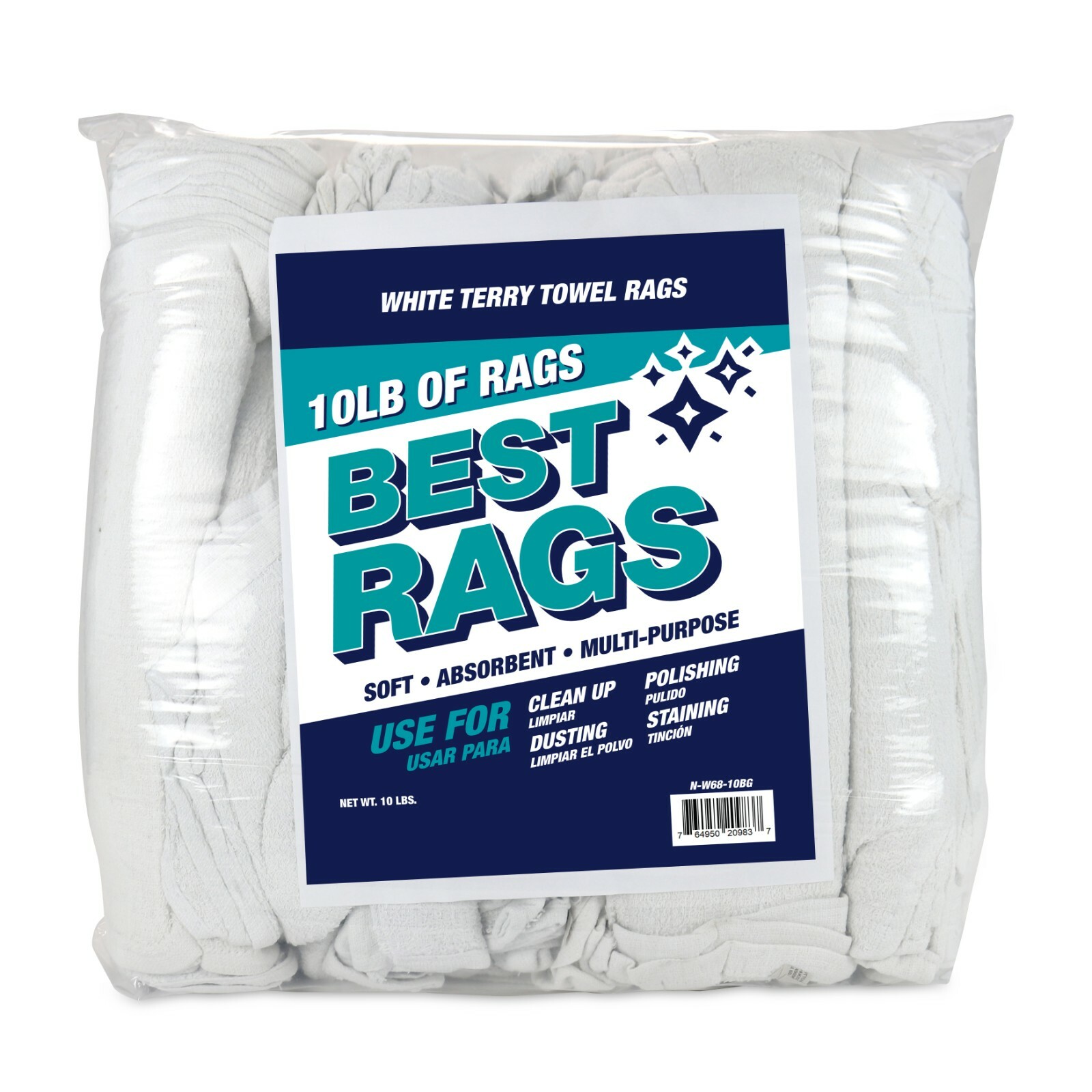 Terry Towel Cleaning Rags, Package Options, White, Multipurpose 14×14 to 20×20