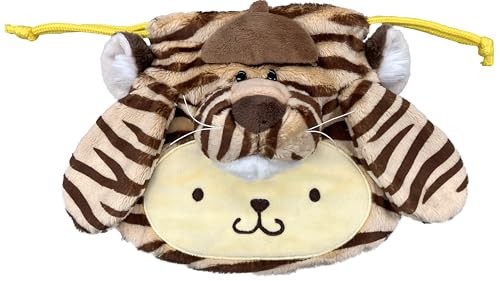NICI × Sanrio Pompompurin × Tiger Plush Face Pouch Drawstring 22cm Japan