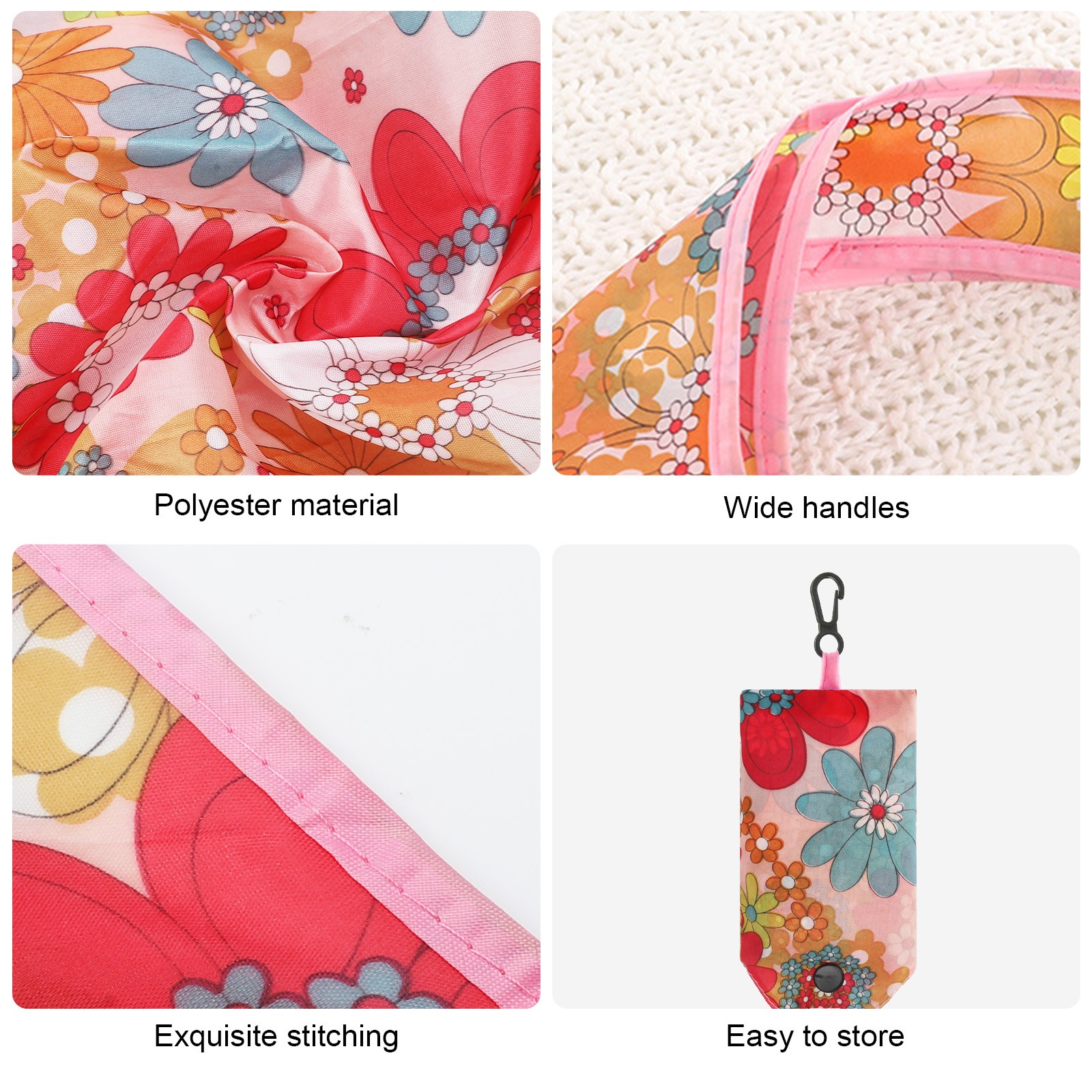 10PCS Large Reusable Grocery Bags Foldable Shopping Tote Bag Washable w/ Handle