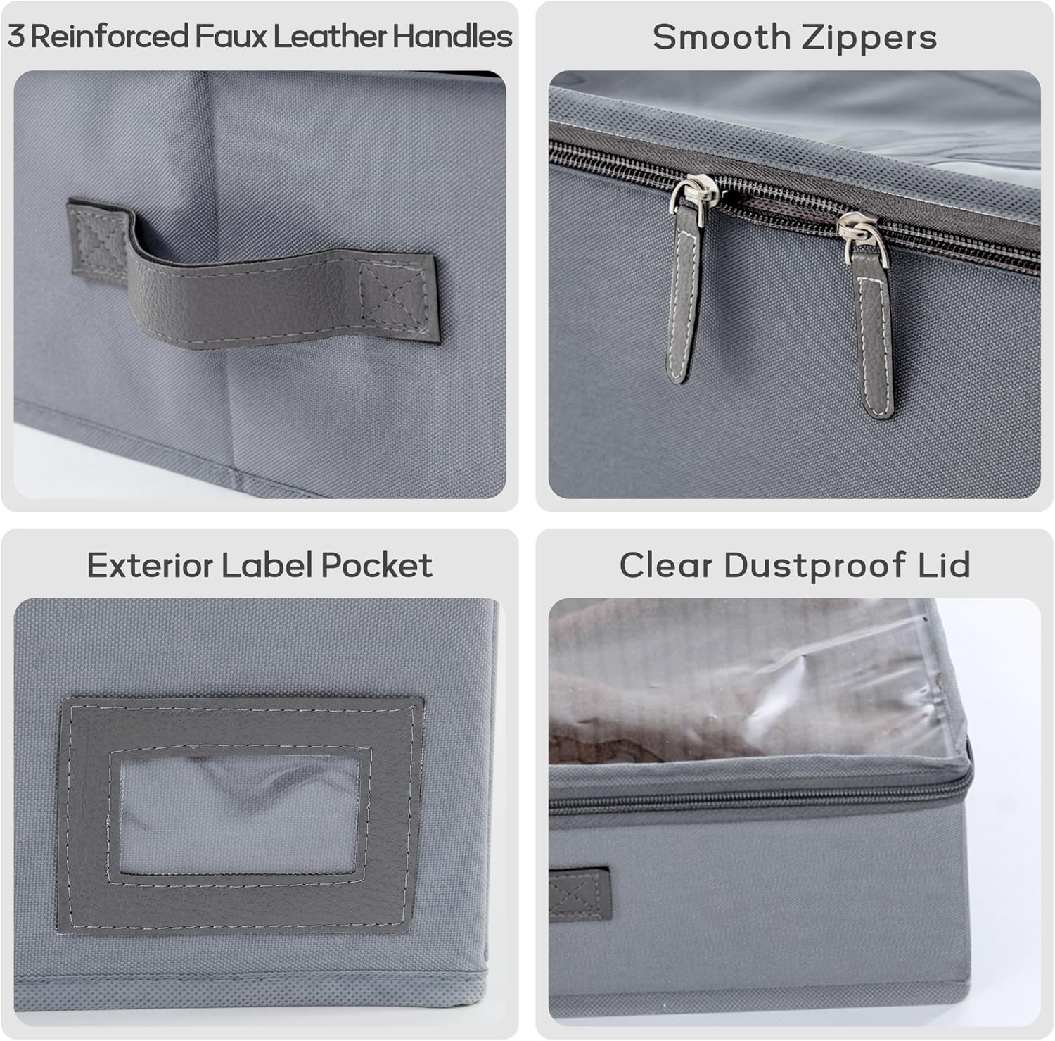 4″ Low Profile under Bed Storage Bins (2-Pack, Grey), Slim 600D Oxford Fabric Cl