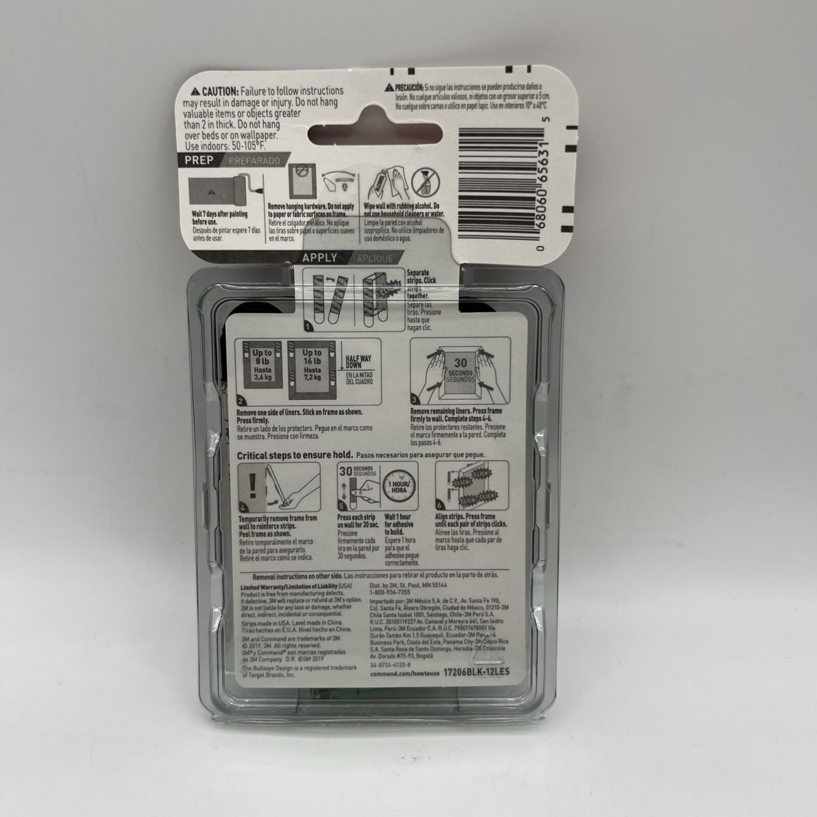 3M Command Strips 12 Large Picture Poster Hanging Black Includes Level 4 Pack